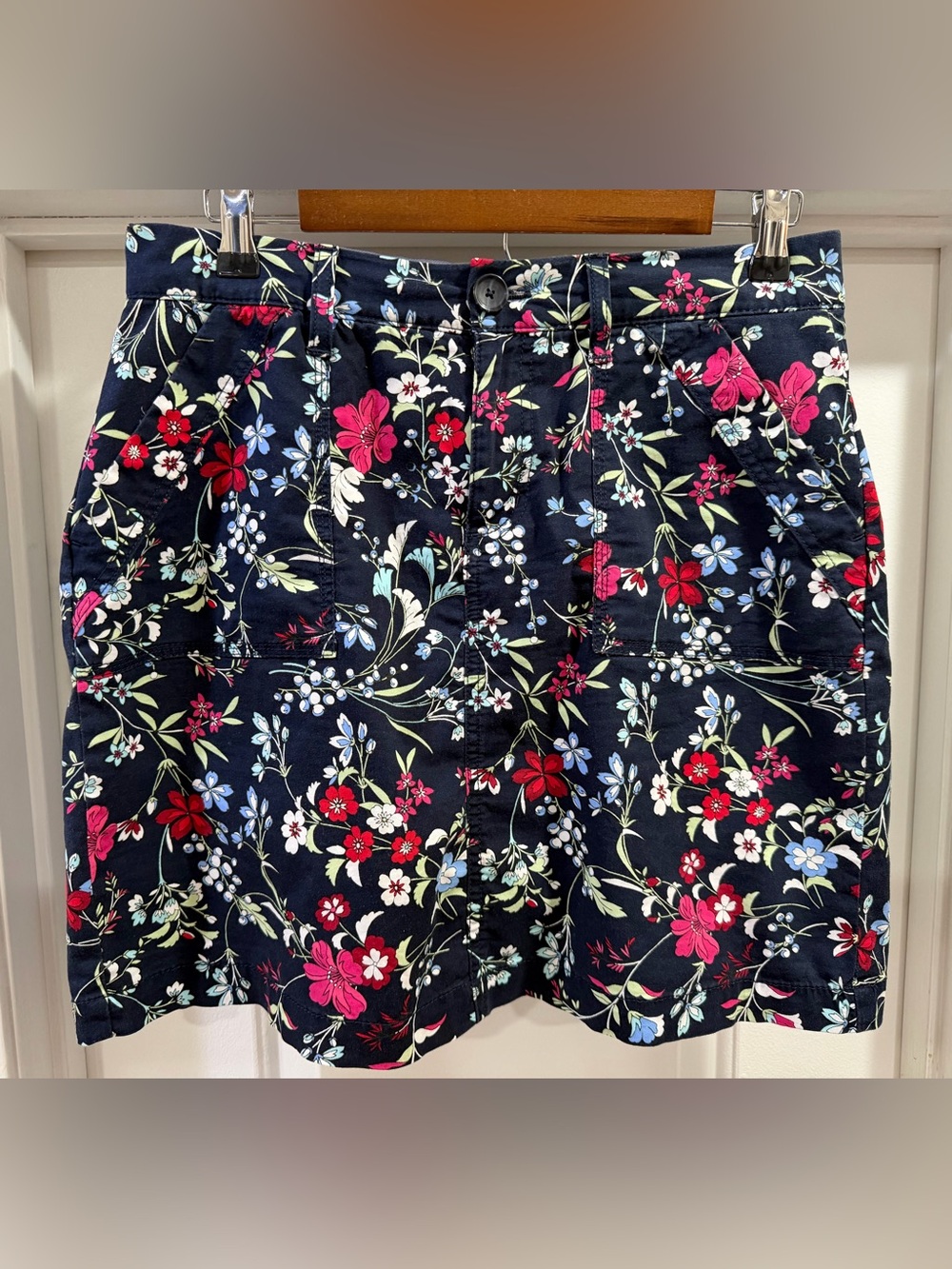 croft & barrow Effortless Stretch Navy Blue Floral Skort Skirt Size 6